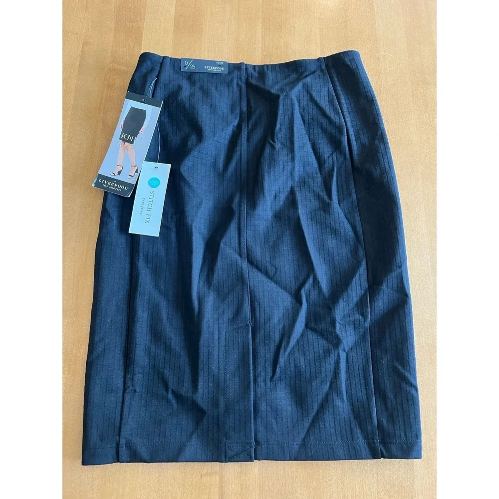 NWT Liverpool Los Angeles Womens 0/25 P Black Midi Pencil Skirt Work NEW‎